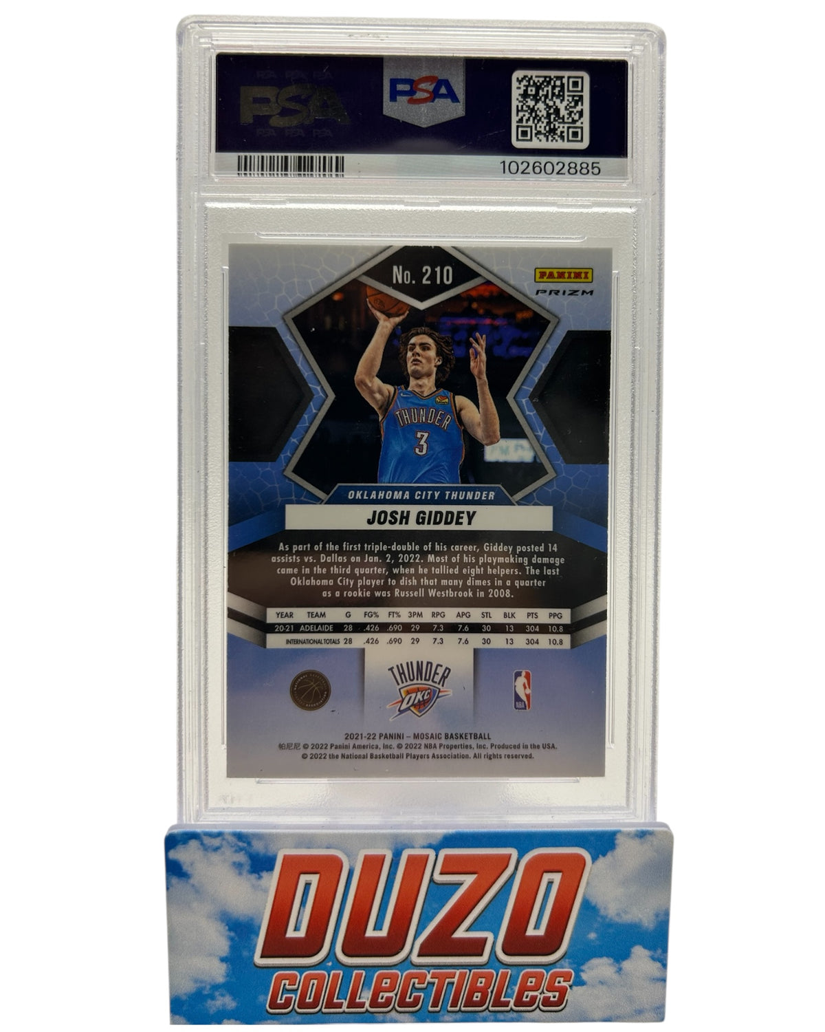Josh Giddey Silver Rookie 2021 Mosaic No.210 PSA9