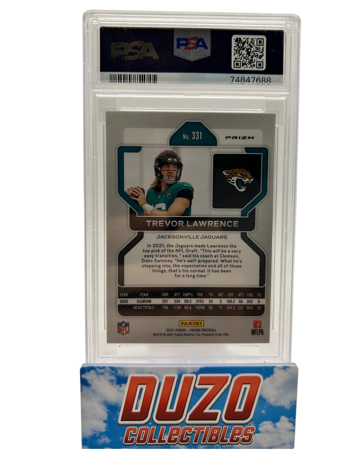 Trevor Lawrence Rookie Red Cracked Ice 2021 Panini Prizm No.331 PSA9