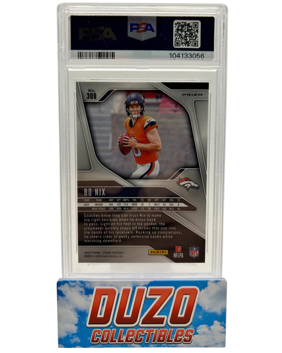Bo Nix Rookie Silver 2024 Panini Prizm No.309 PSA9