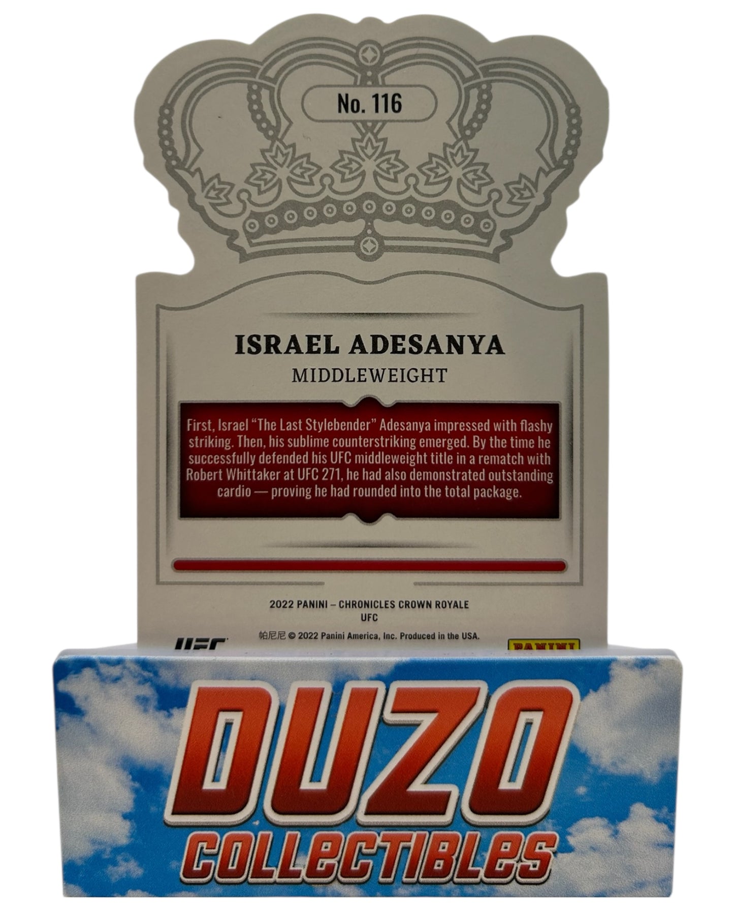 Israel Adesanya Crown Die-Cut 2022 Panini Chronicles Crown Royale UFC No.116