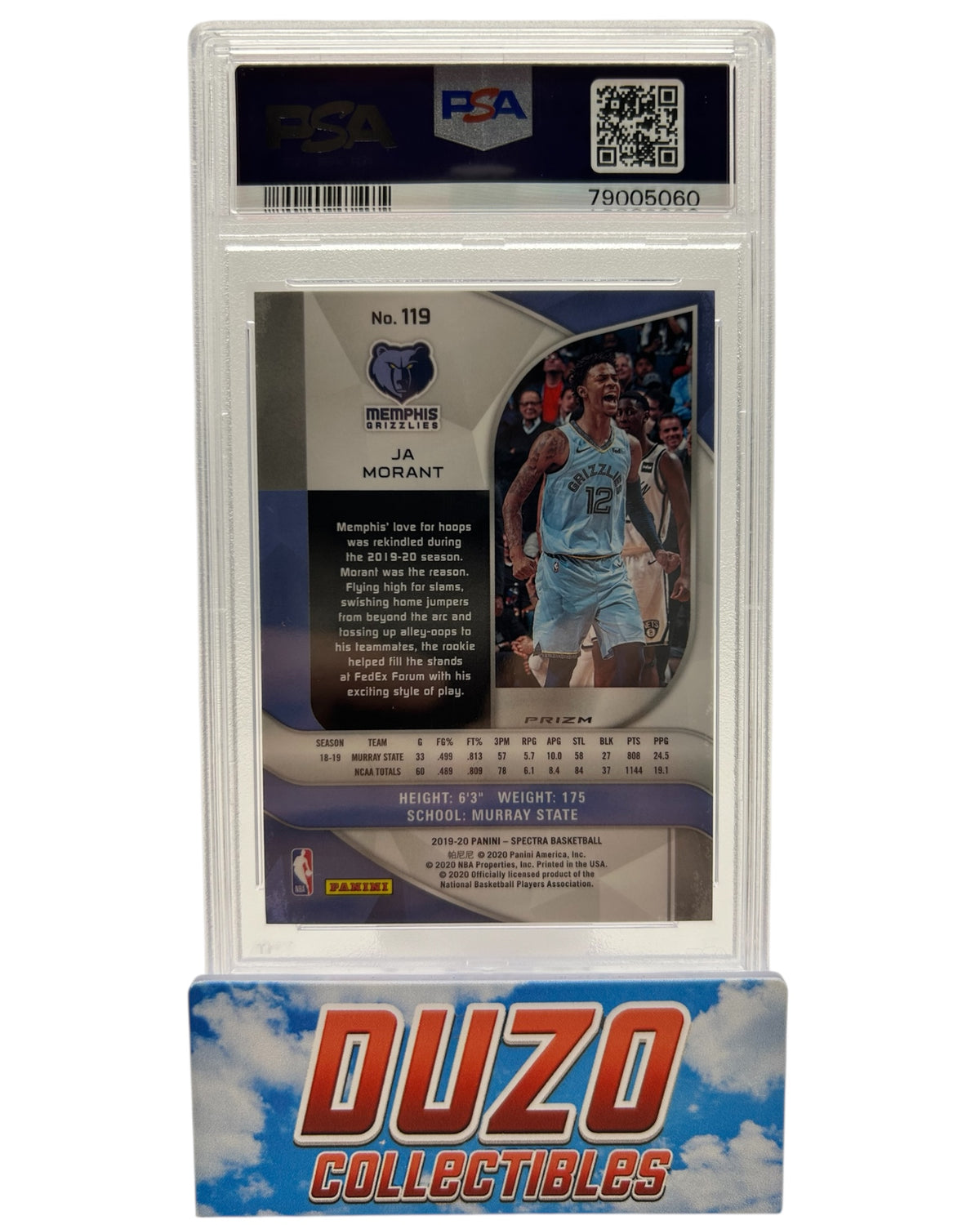 Ja Morant Rookie Silver 2019 Panini Spectra No.119 PSA9