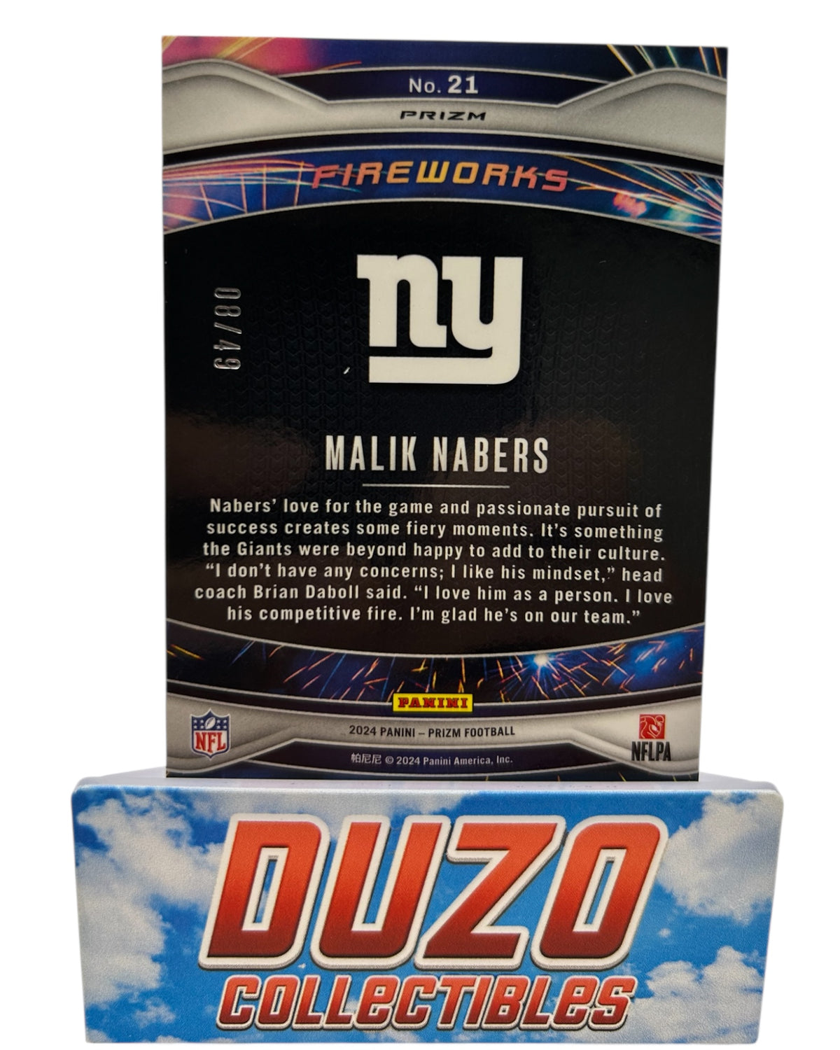Malik Nabers Rookie Purple Power Fireworks /49 2024 Panini Prizm No.21