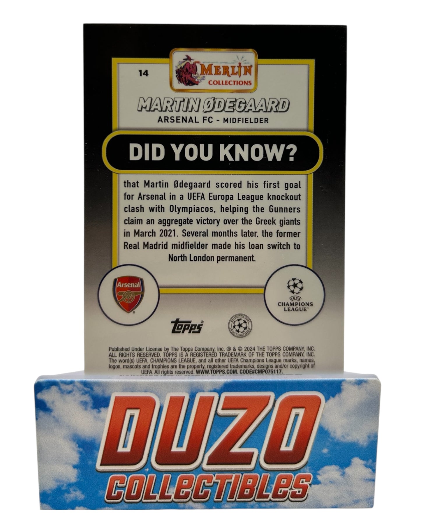 Martin Odegaard Aqua Refractor 2024 Topps Merlin Collections No.14