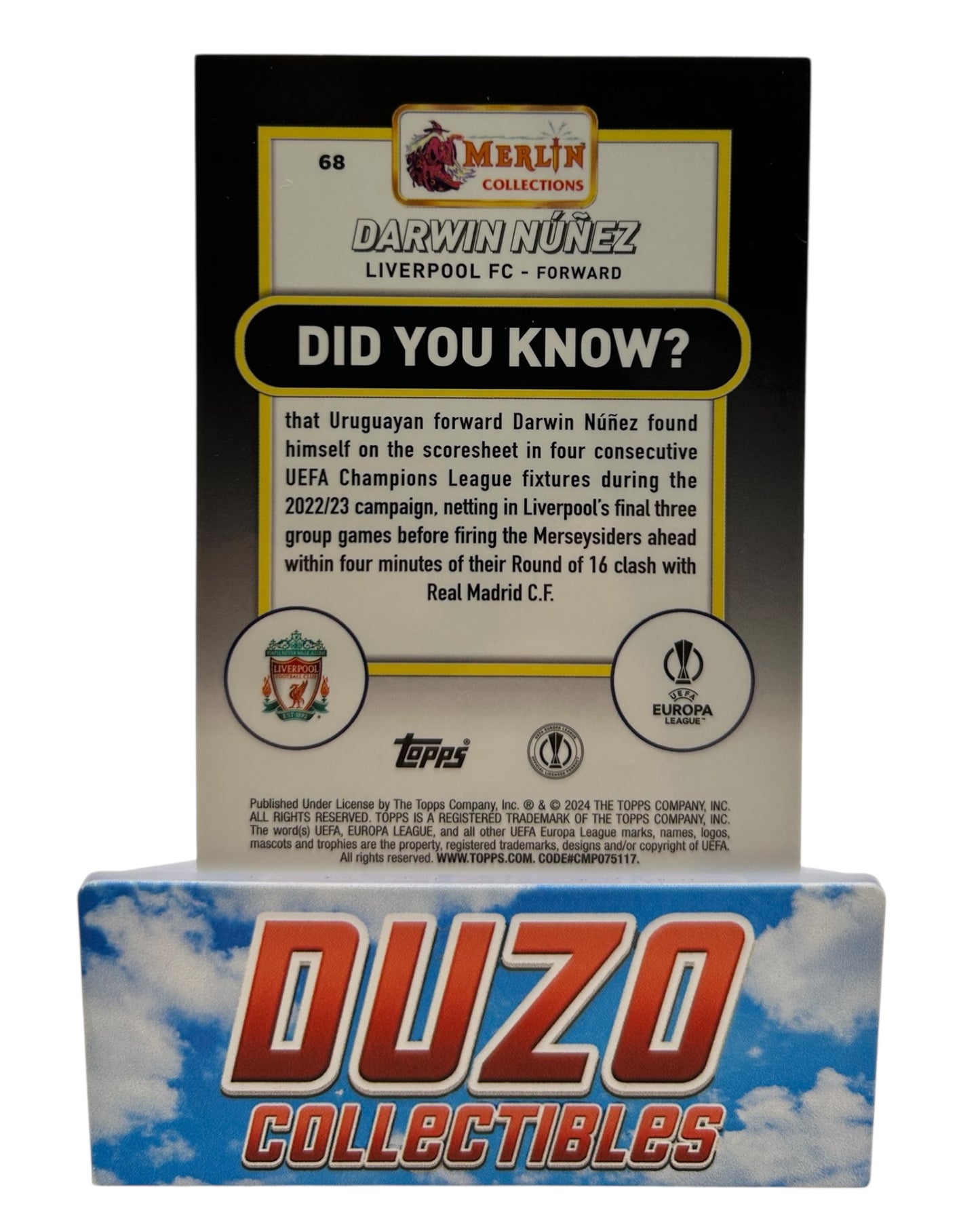 Darwin Nunez Aqua Refractor 2024 Topps Merlin Collections No.68