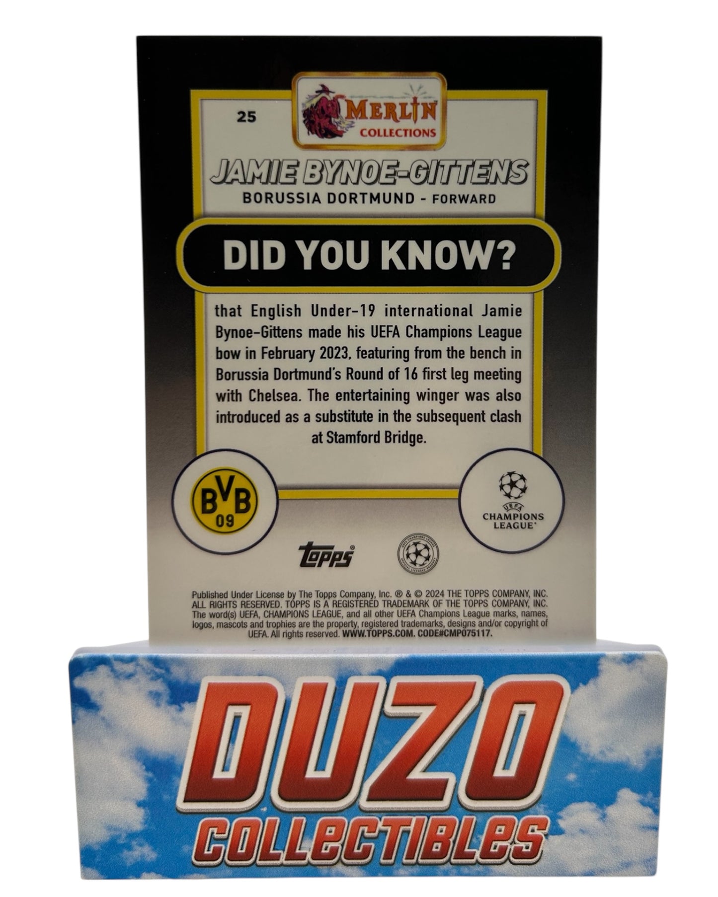 Jamie Bynoe-Gittens Aqua Refractor 2024 Topps Merlin Collections No.25