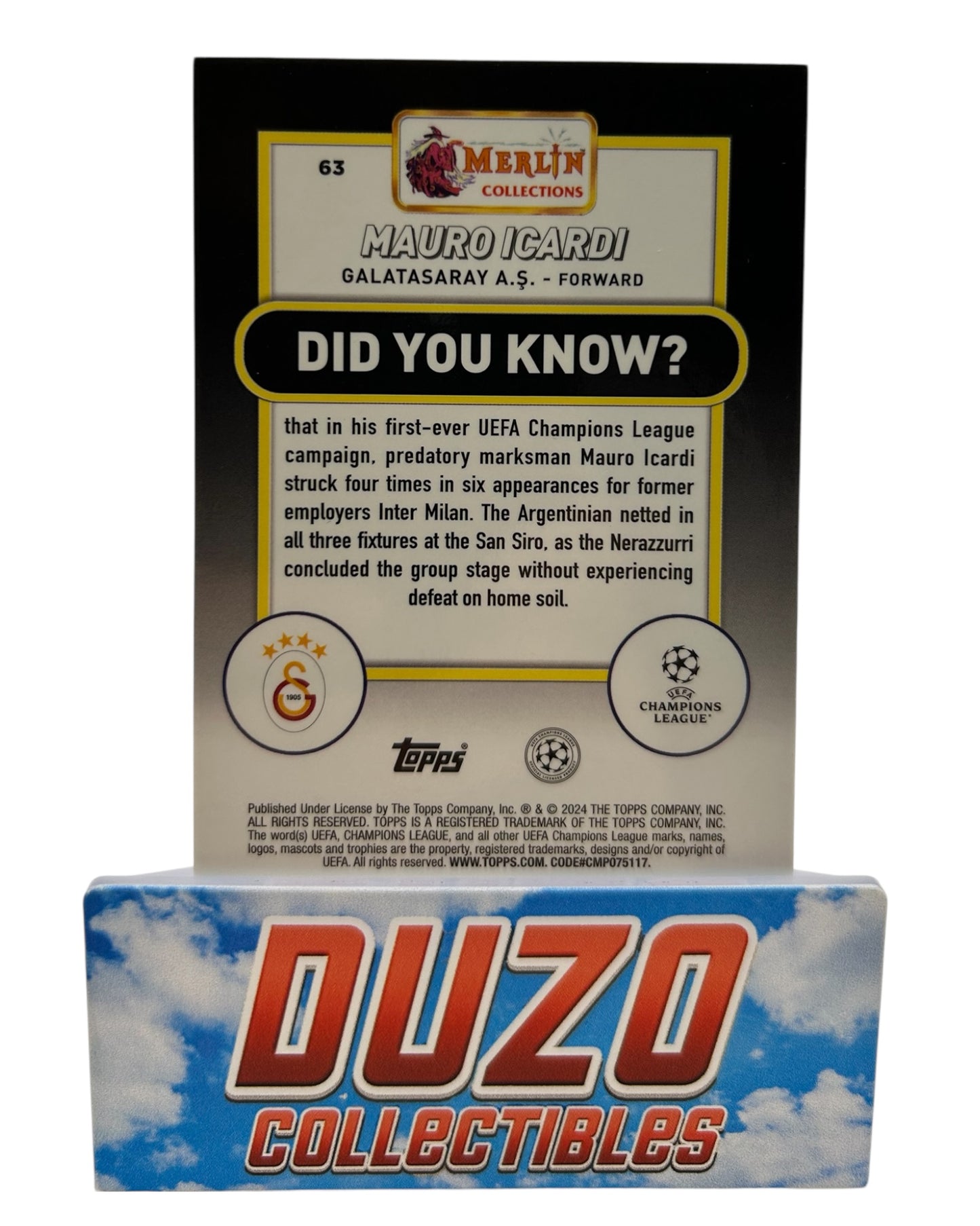 Mauro Icardi Aqua Refractor 2024 Topps Merlin Collections No.63