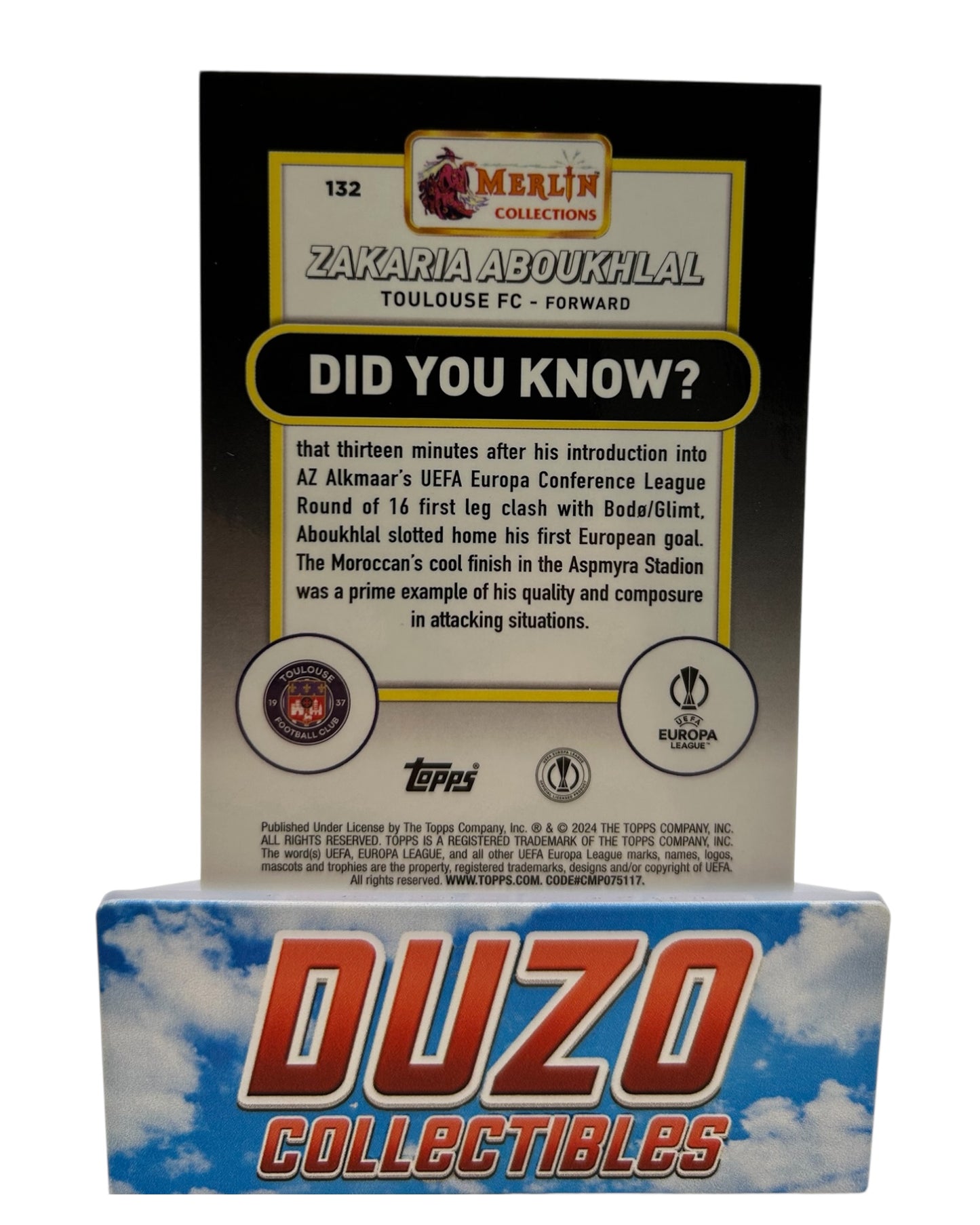 Zakaria Aboukhlal Aqua Refractor 2024 Topps Merlin Collections No.132