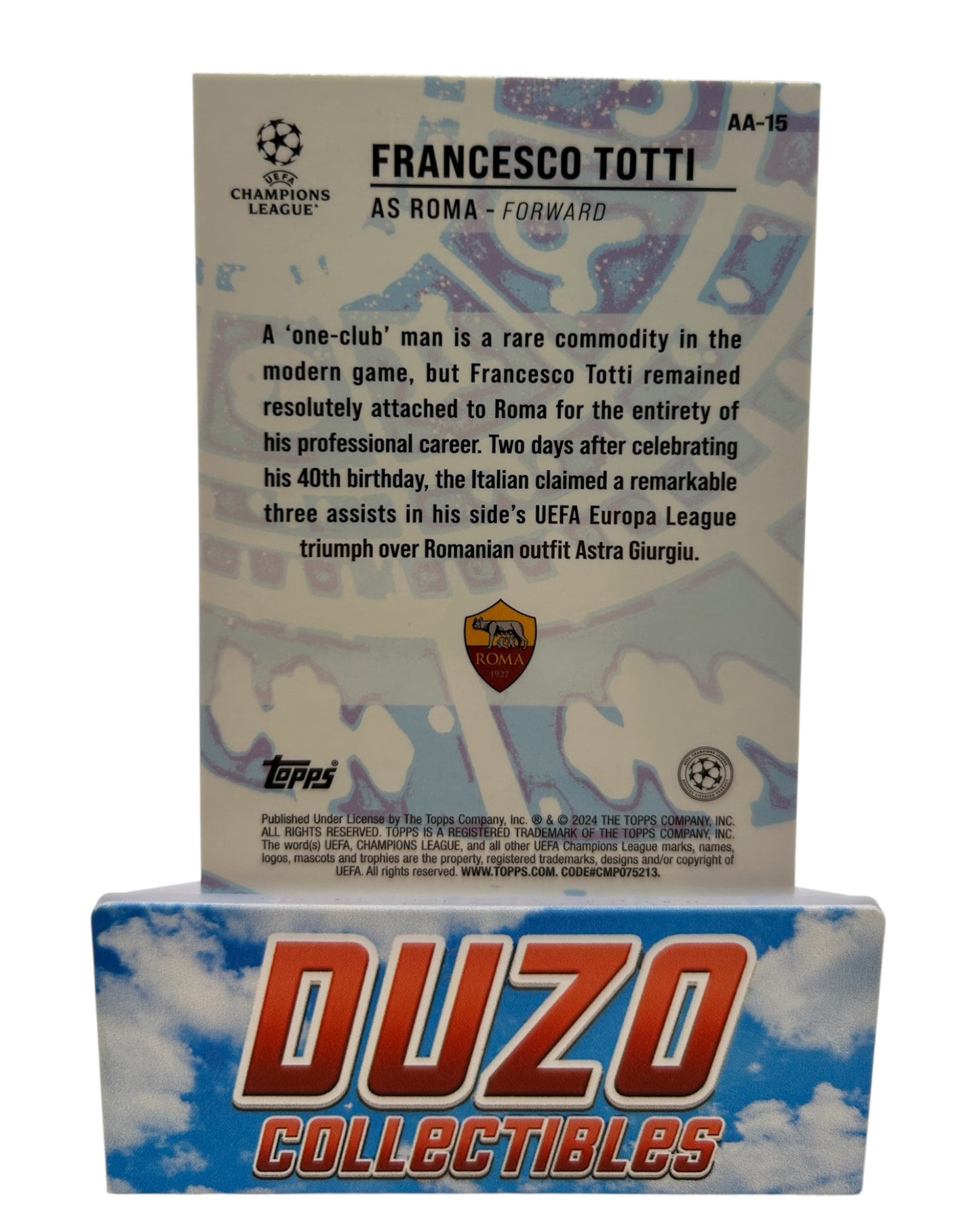 Francesco Totti Ageless Alchemy 2024 Topps Merlin Collections No.AA-15