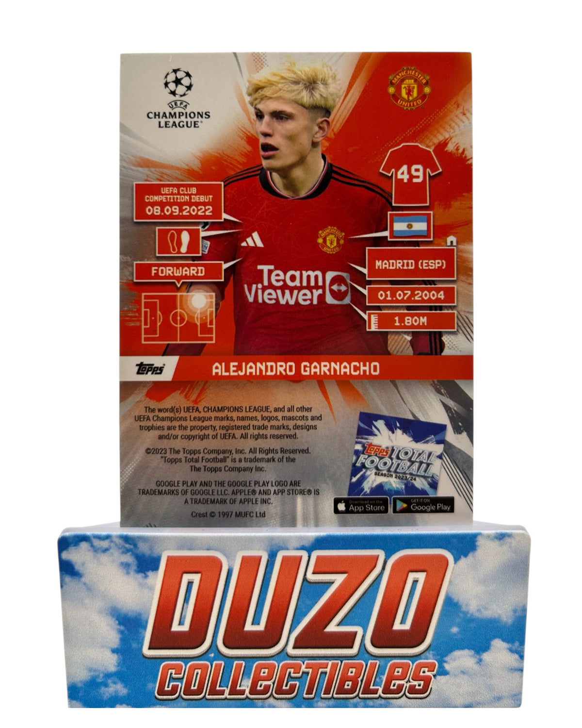 Garnacho Vibrant Velocity /25 2023 Topps UEFA Champions League No.196