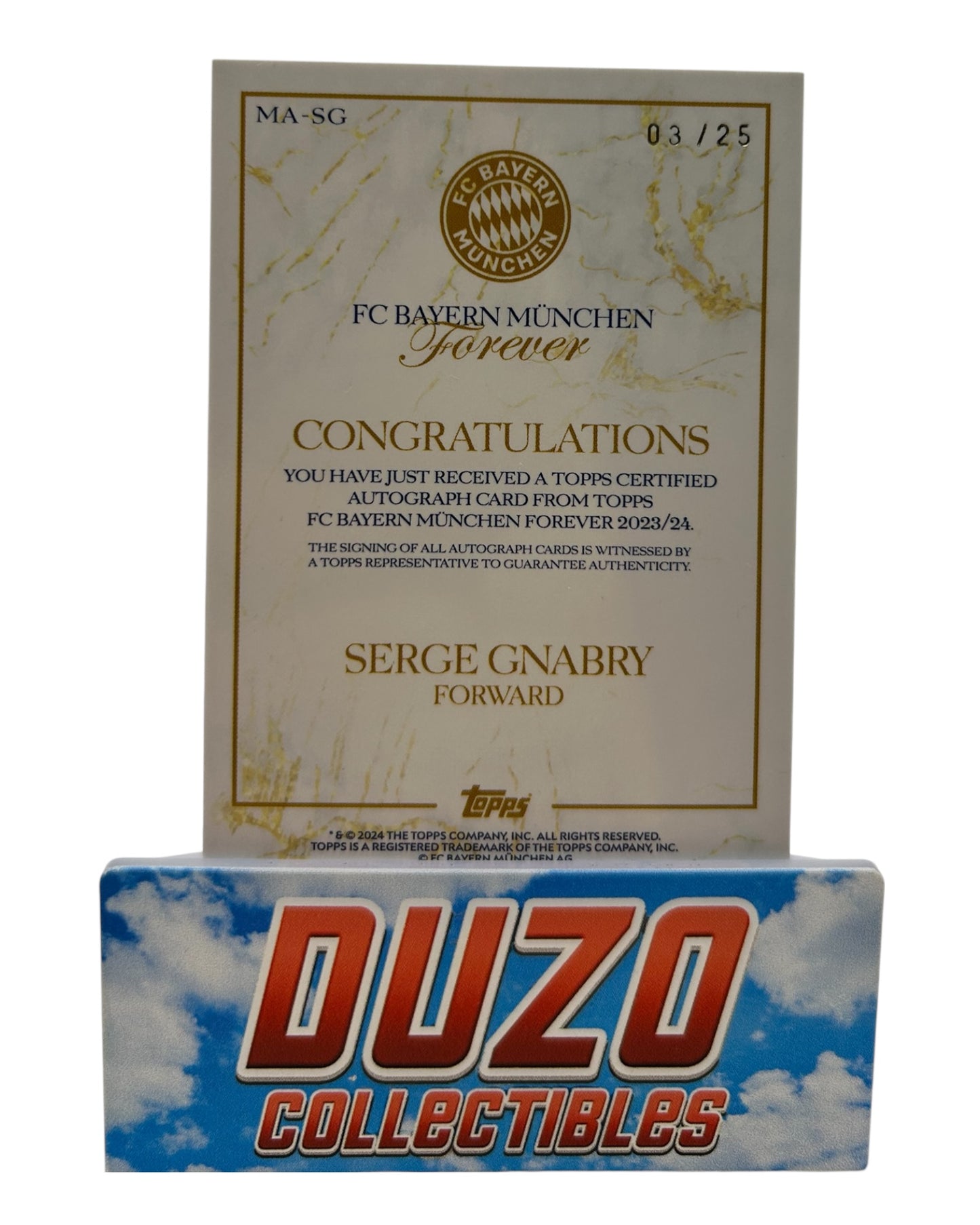 Serge Gnabry Orange Auto /25 2024 Topps FC Bayern Forever Team Set No.MA-SG