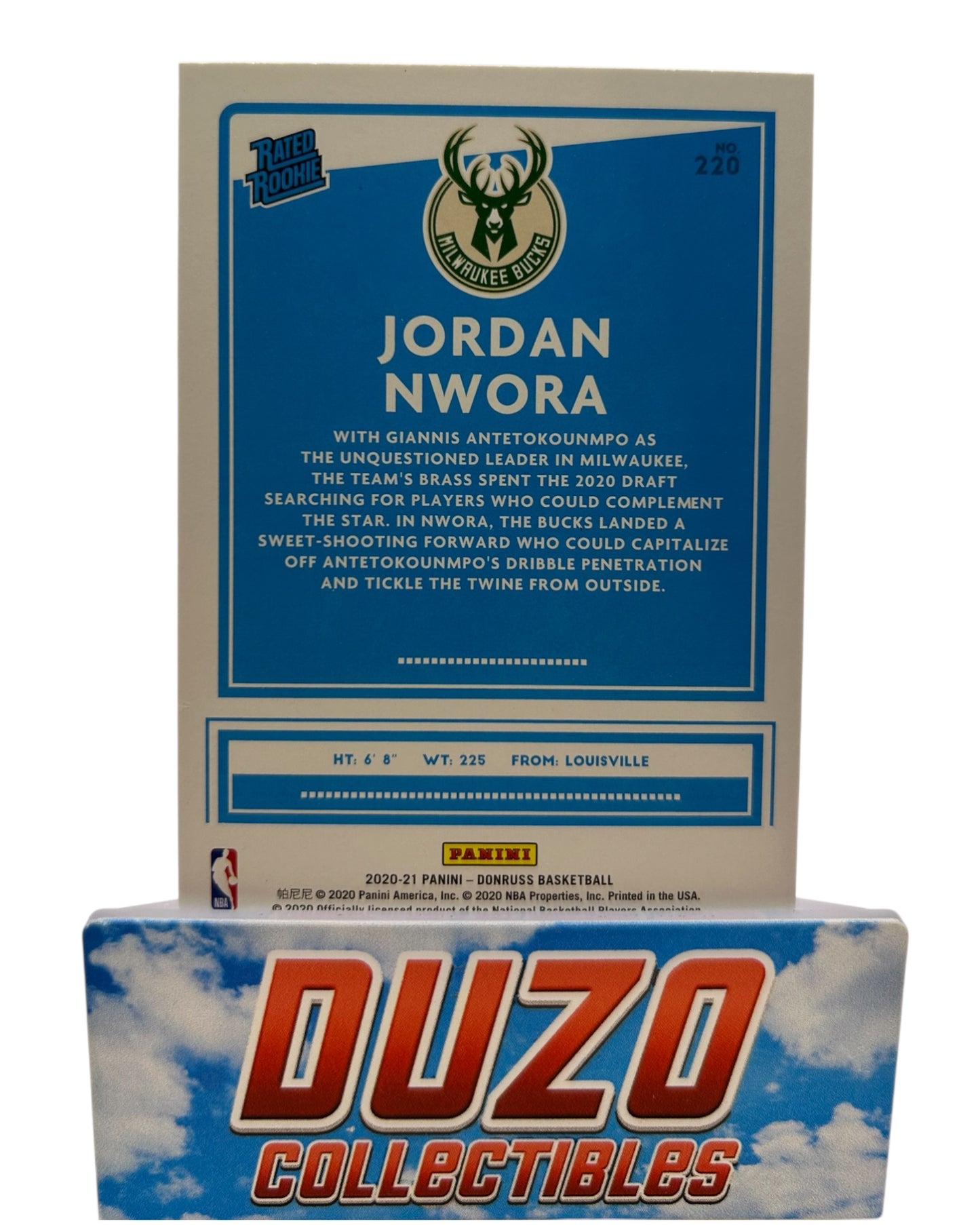 Jordan Nwora Green&Yellow Rated Rookie 2020-21 Panini Donruss No.220