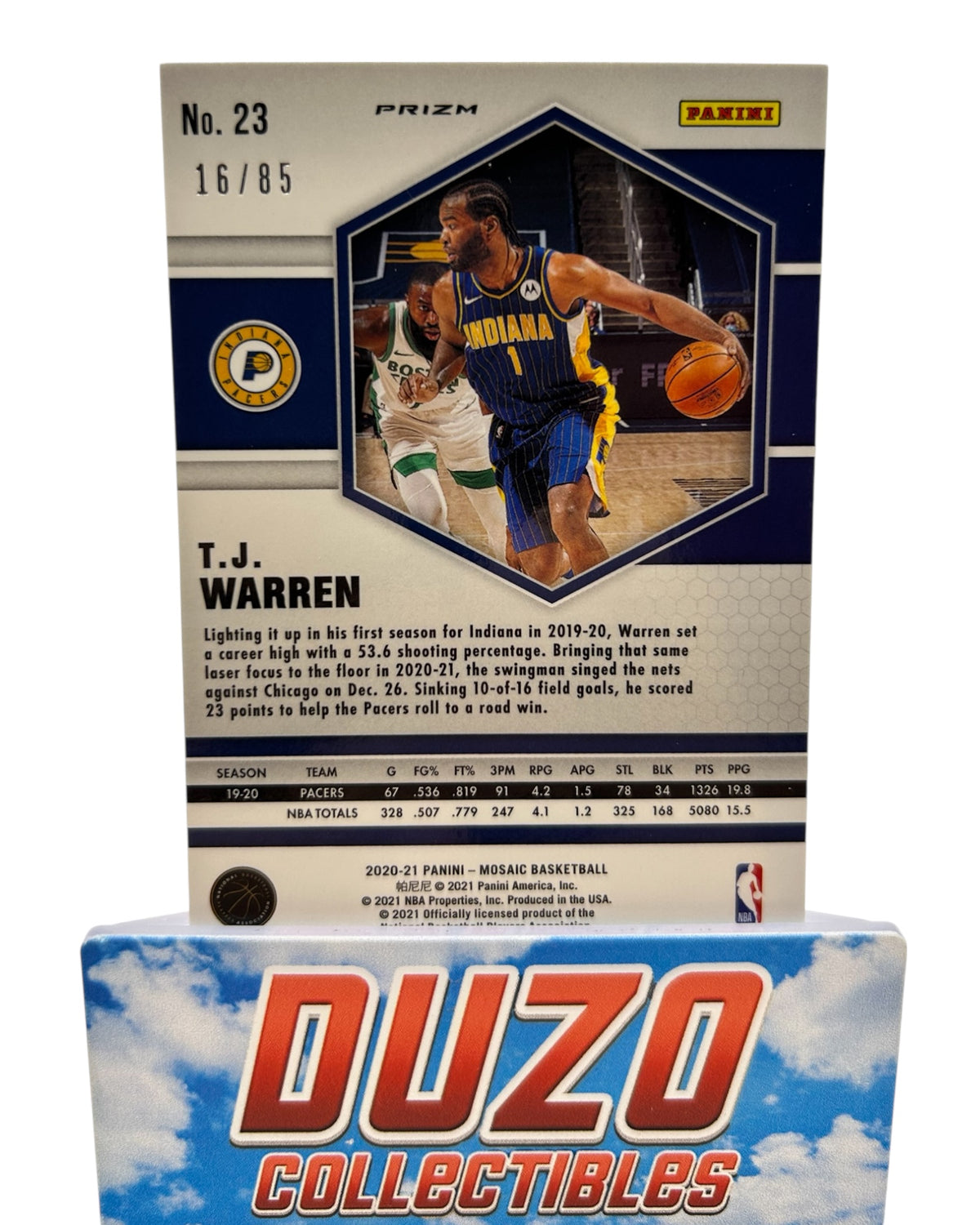 T.J. Warren Blue Disco 16/85 2020-21 Panini Mosaic No.23