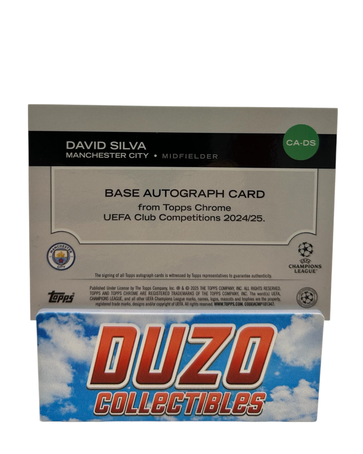 David Silva Green Auto /99 2025 Topps Chrome UEFA Club Competitions No.CA-DS