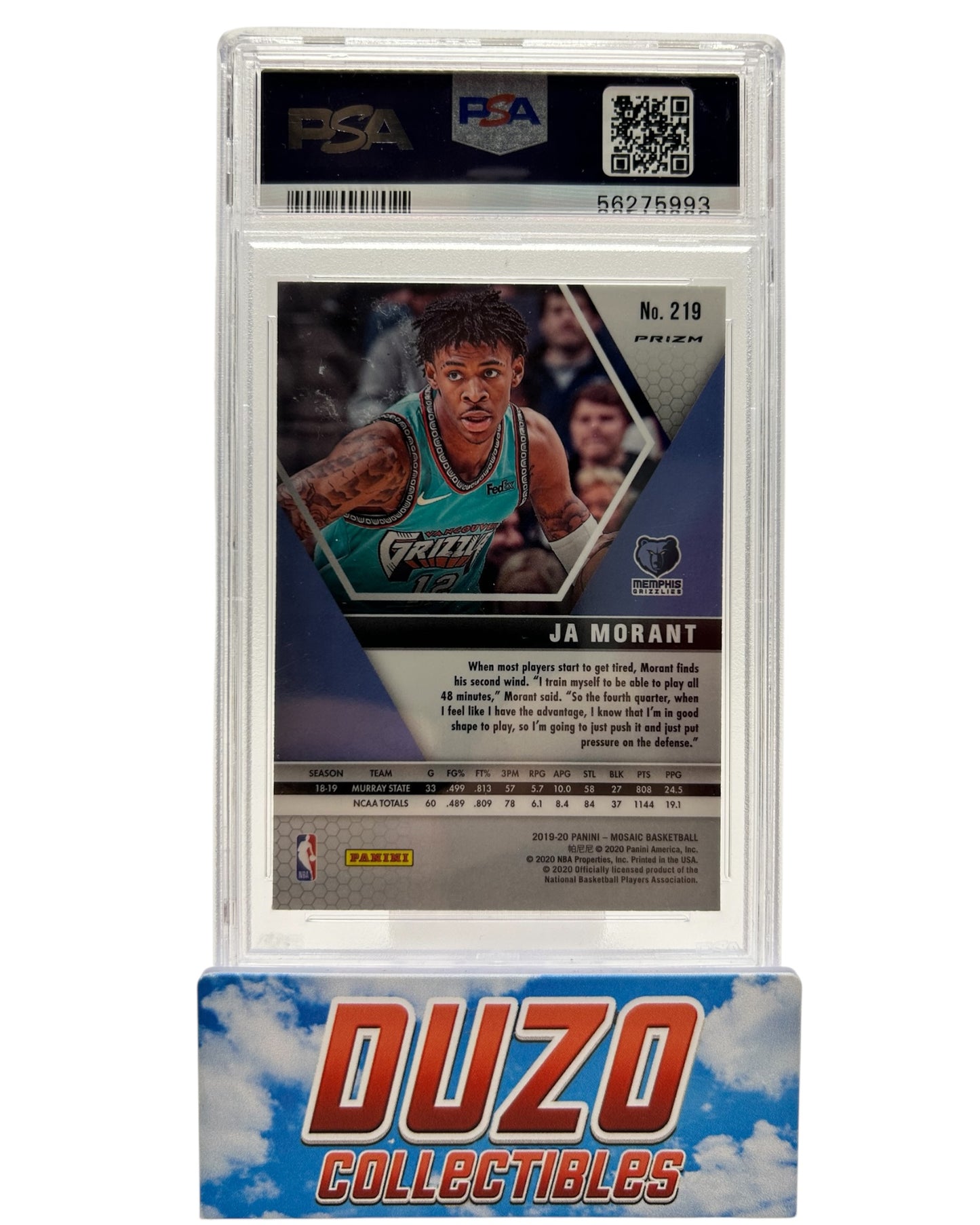 Ja Morant Rookie Reactive Blue 2019 Panini Mosaic No.219 PSA10
