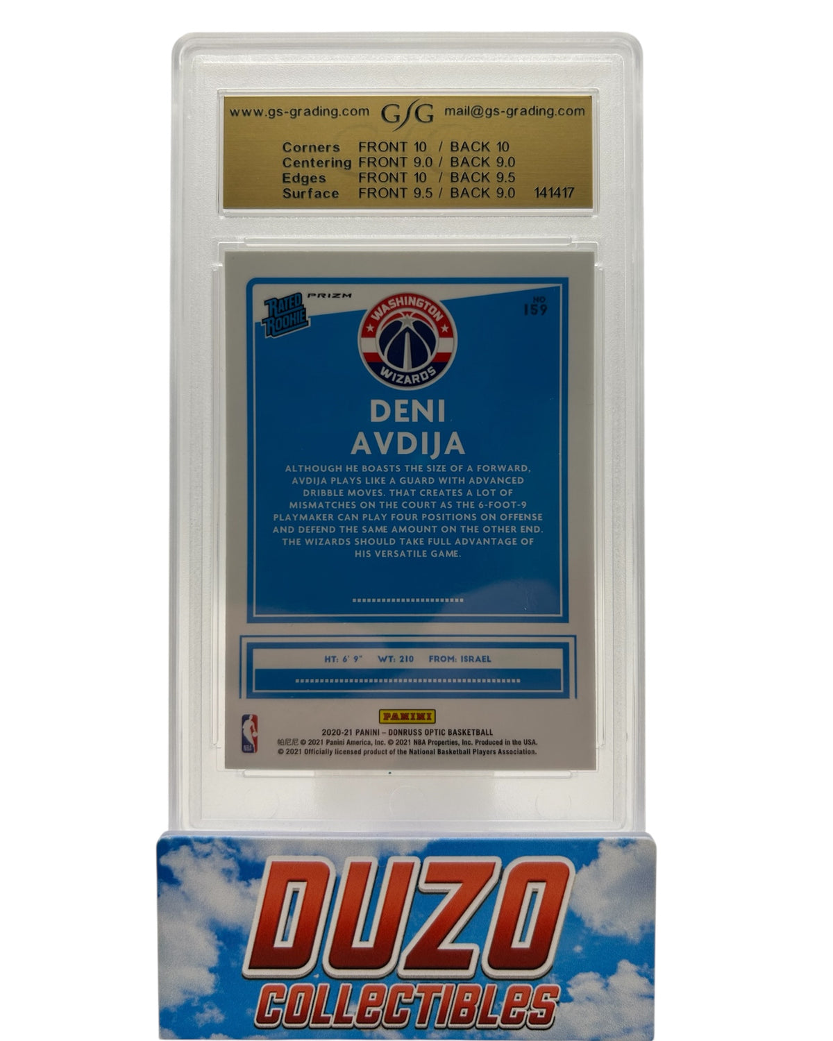 Deni Avdija Rated Rookie Silver Mojo 2021 Panini Donruss Optic No.159 GSG 9
