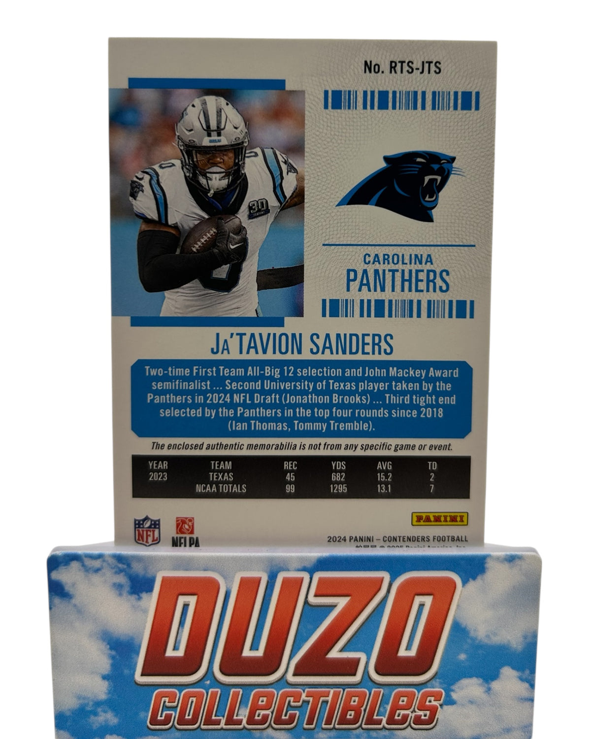 Ja'Tavion Sanders Rookie Ticket Patch 2024 Panini Contenders No.RTS-JTS