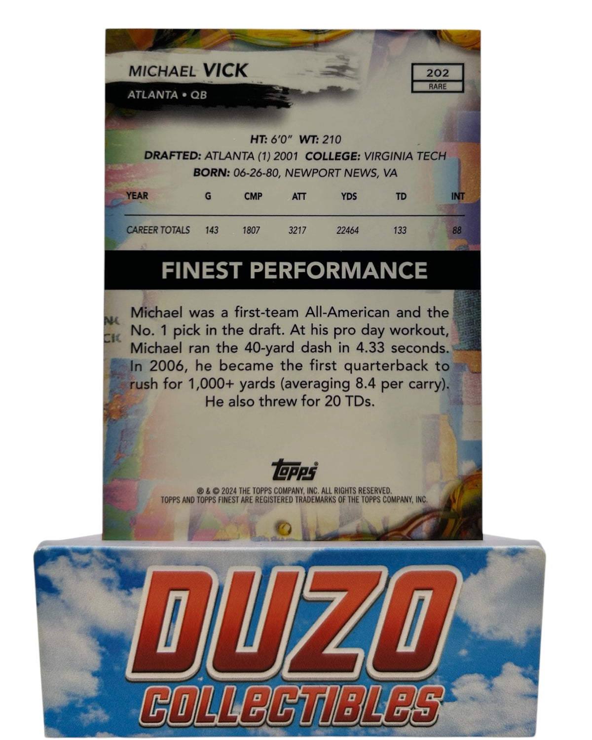 Michael Vick Red /3 2024 Topps Finest No.202
