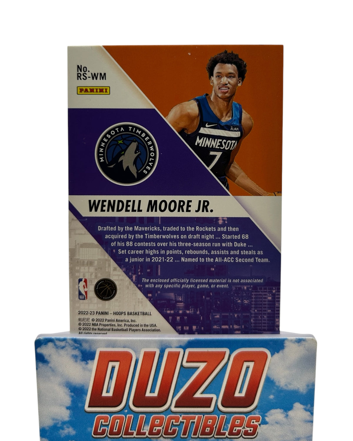 Wendell Moore Jr. Rise N Shine Rookie Patch 2022-23 Panini Hoops No.RS-WM