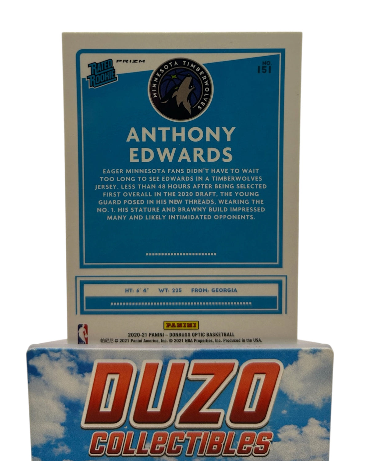 Anthony Edwards Silver Rated Rookie 2020-21 Panini Donruss Optic No.151