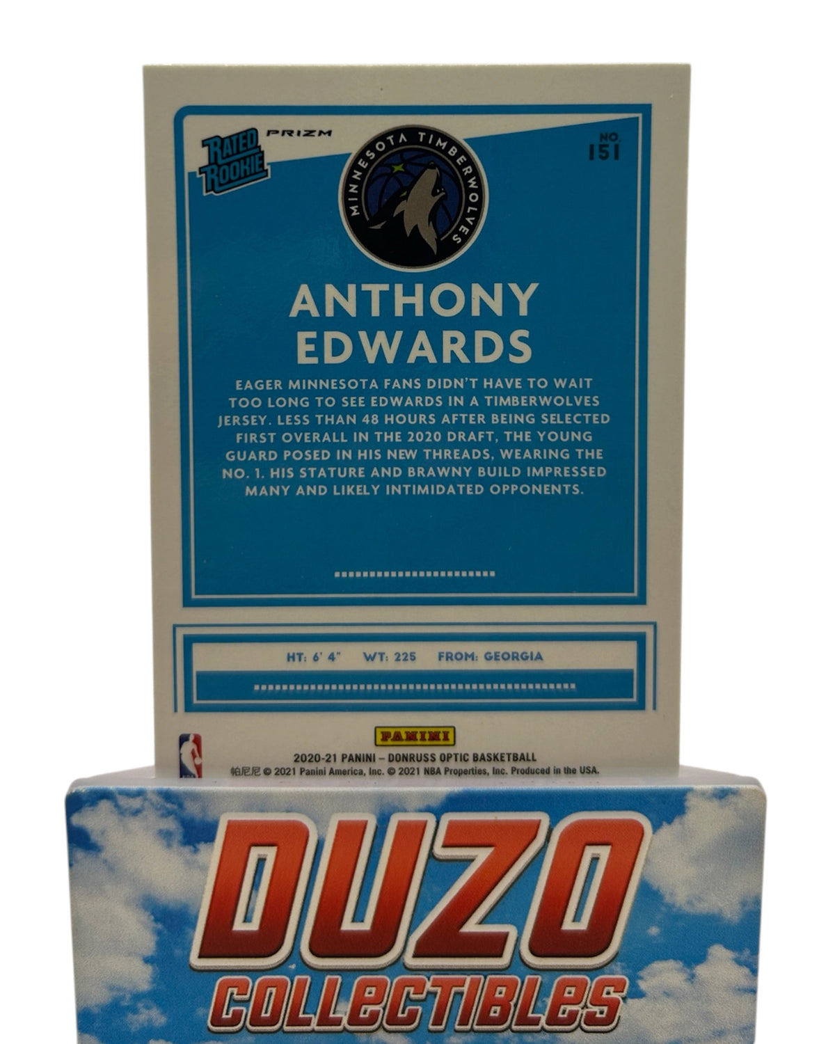 Anthony Edwards Silver Wave Rated Rookie 2020-21 Panini Donruss Optic No.151