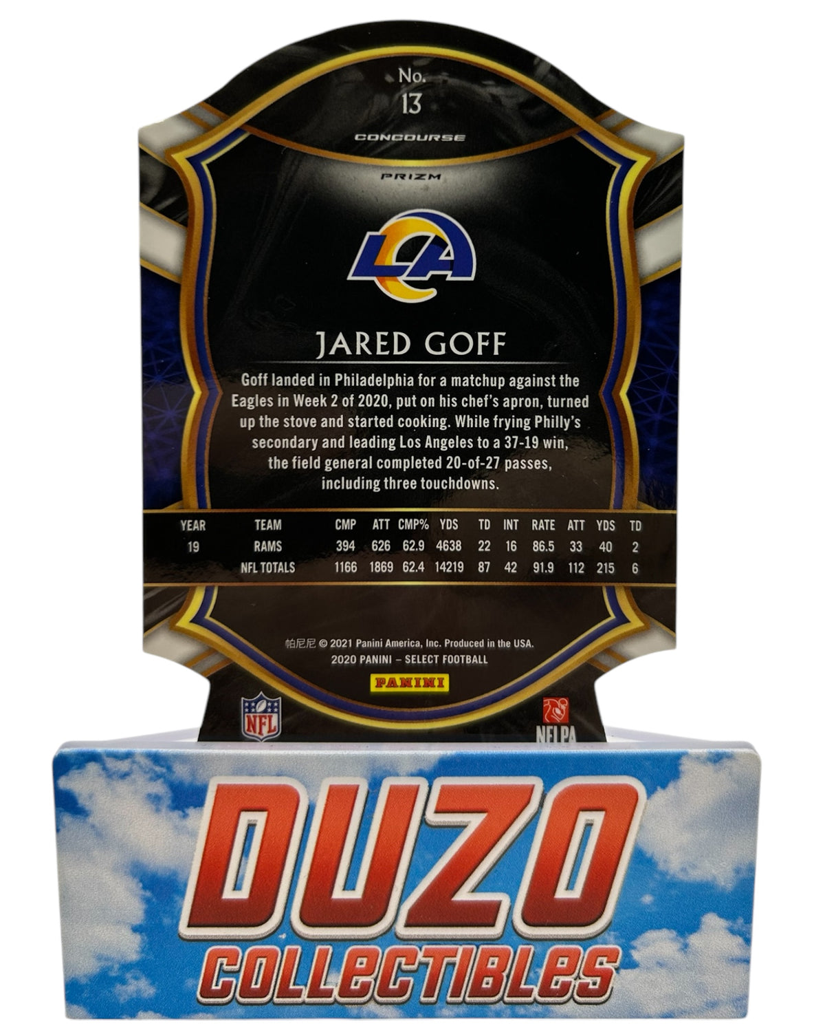 Jared Goff Blue Die-Cut 2020 Panini Select No.13