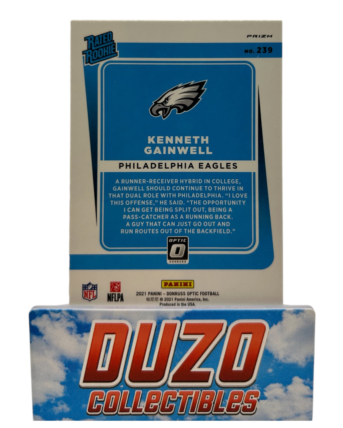 Kenneth Gainwell Rated Rookie Blue Scope 2021 Panini Donruss Optic No.239