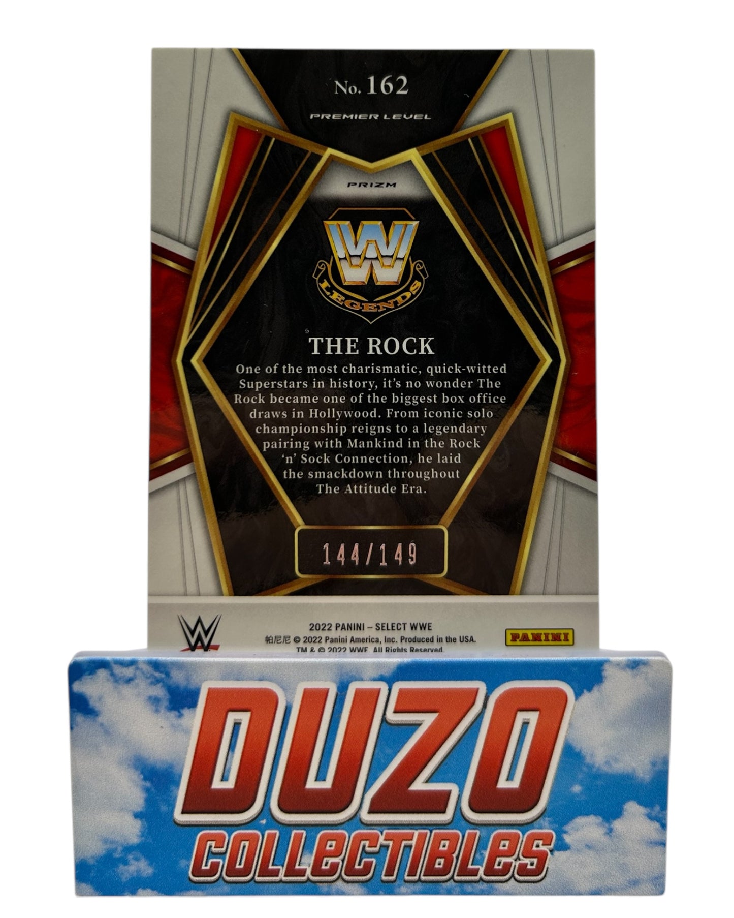 The Rock Red /149 Premier Level 2022 Panini Select WWE No.162