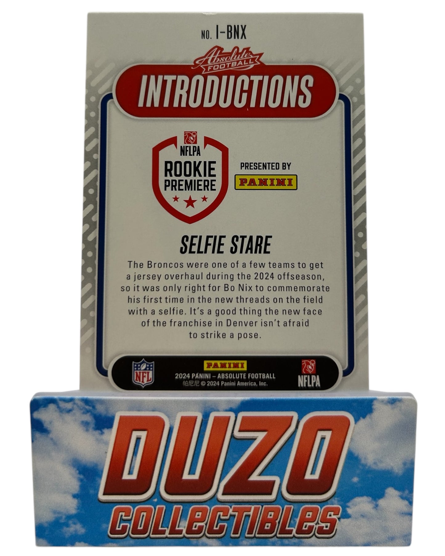 Bo Nix Introductions Selfie Stare 2024 Panini Absolute No.I-BNX