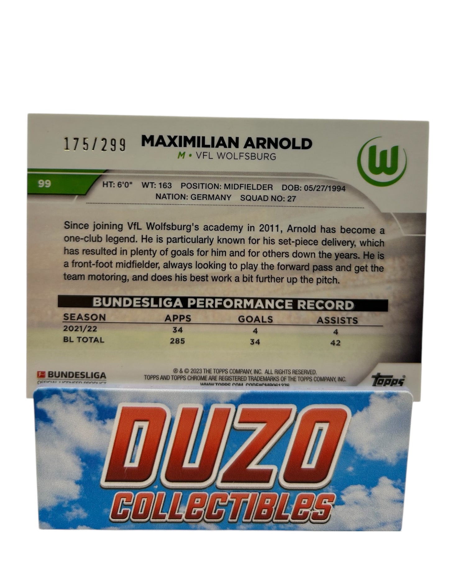 Maximilian Arnold Purple /299 2023 Topps Bundesliga No.99