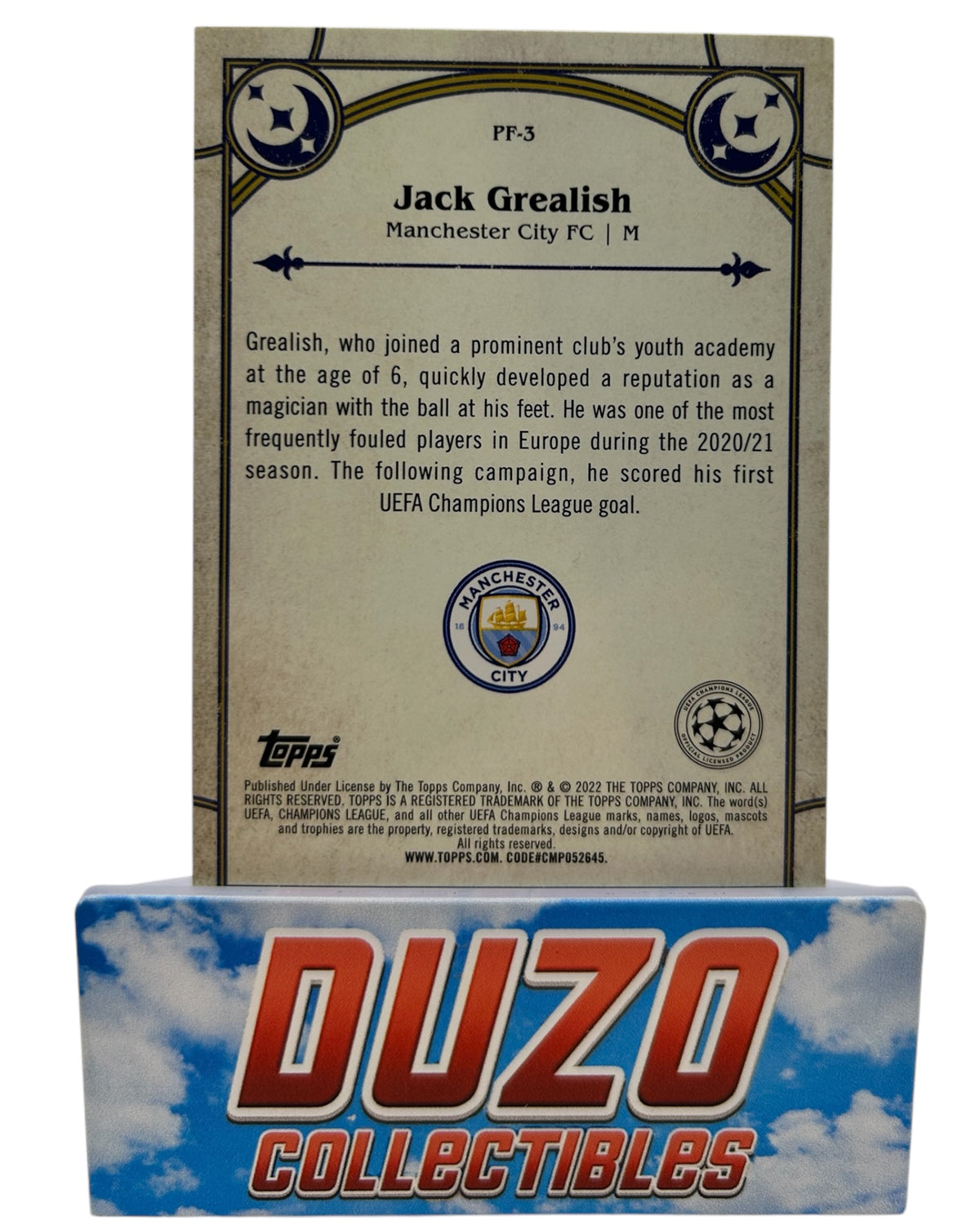 Jack Grealish Prophecy Fulfilled Refractor 2022 Topps Merlin No.PF-3