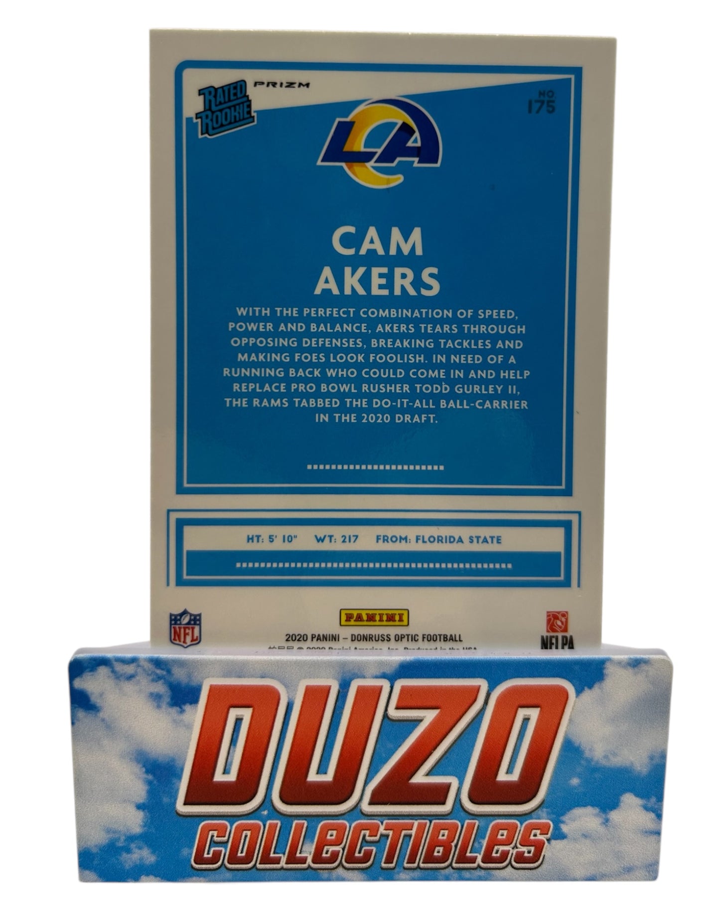 Cam Akers Rated Rookie Green Lazer 2020 Panini Donruss Optic No.175