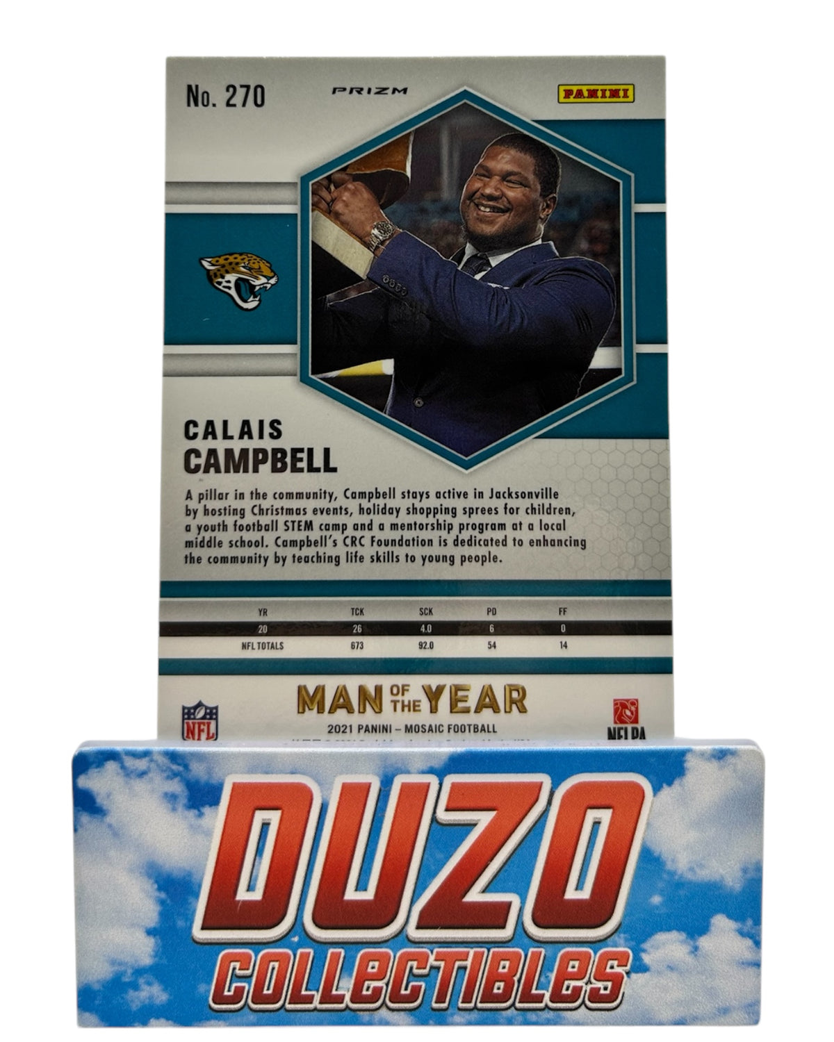 Calais Campbell Man of the Year Yellow Reactive 2023 Panini Mosaic No.270