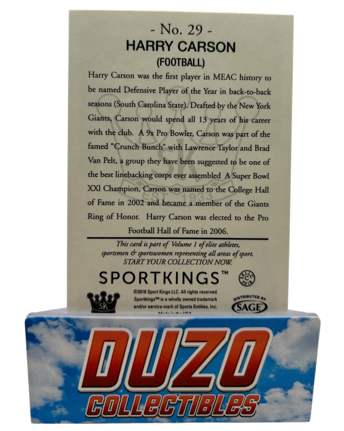 Harry Carson Sport Kings Gum 2018 Sport King LLC. No.29