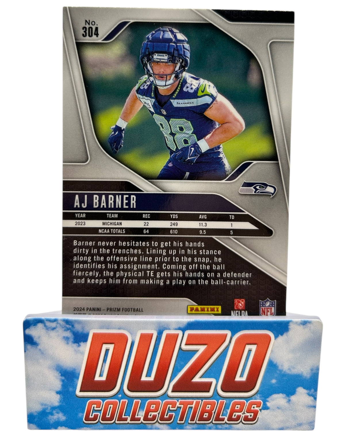 AJ Barner Rookie 2024 Panini Prizm No.304
