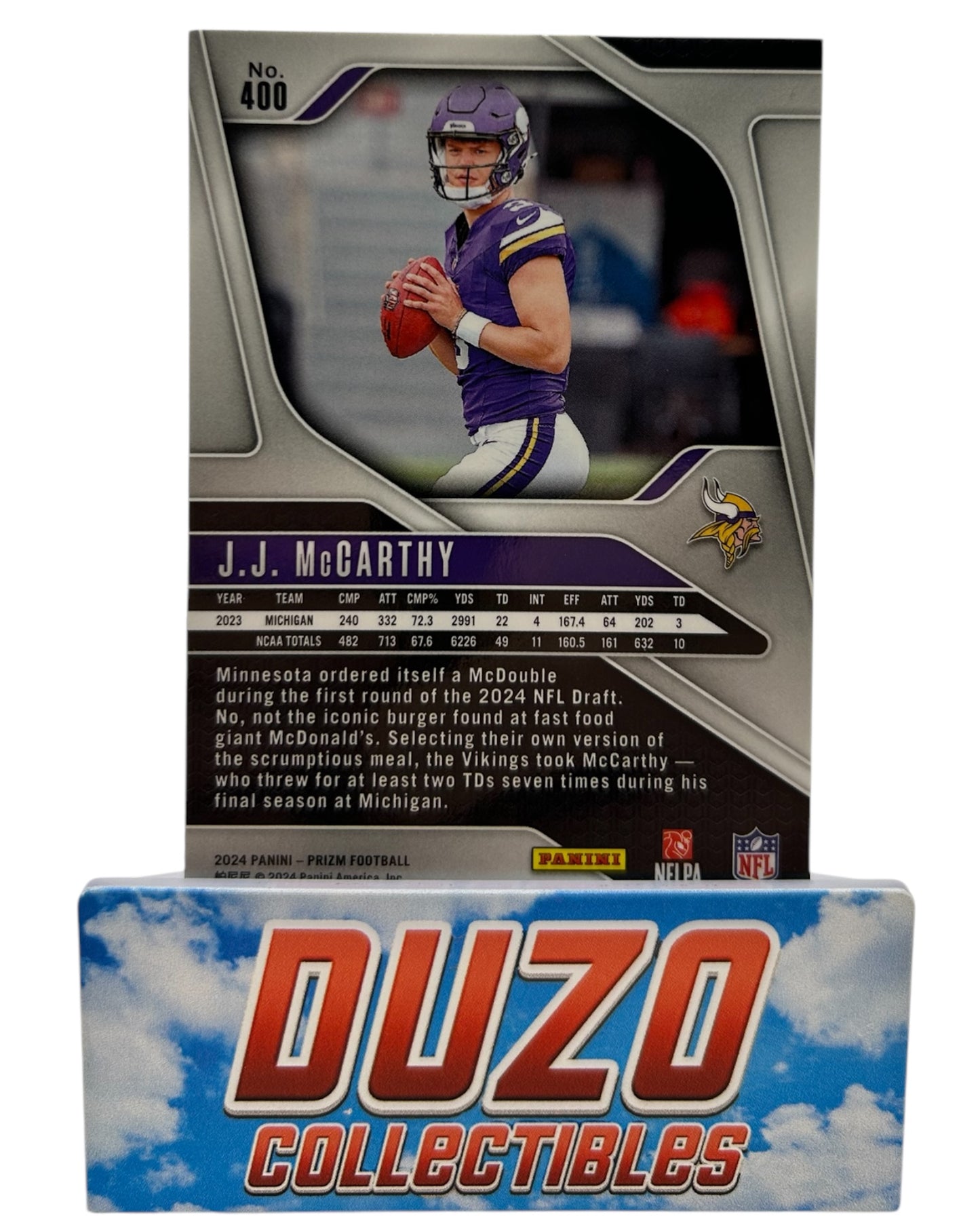 J.J. McCarthy Rookie 2024 Panini Prizm No.400