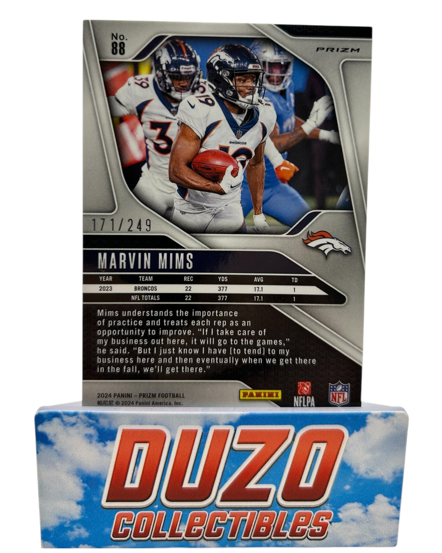 Marvin Mims Orange Color-Match /249 2024 Panini Prizm No.88