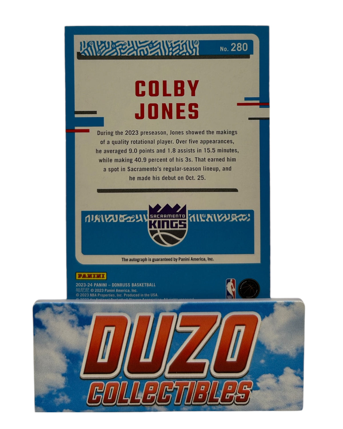 Colby Jones Rated Rookie Autograph 2023-24 Panini Donruss No.280