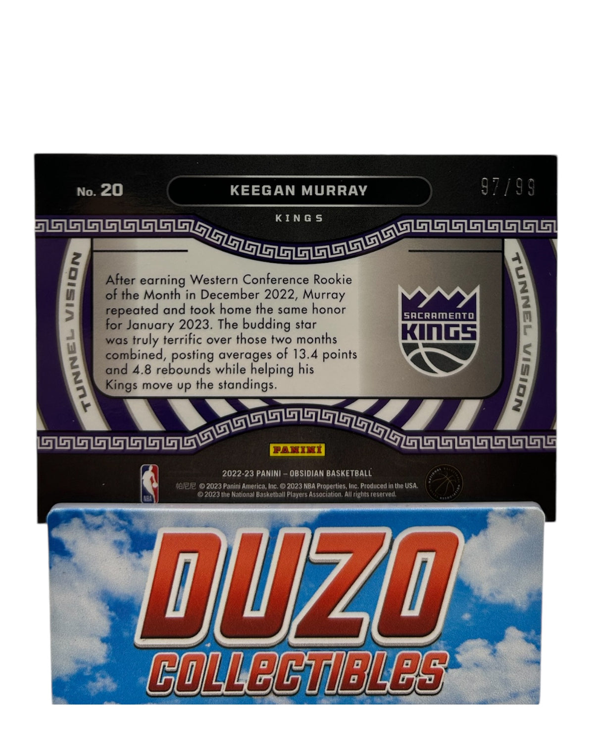 Keegan Murray Panini Obsidian Tunnel Vision No.20 /99