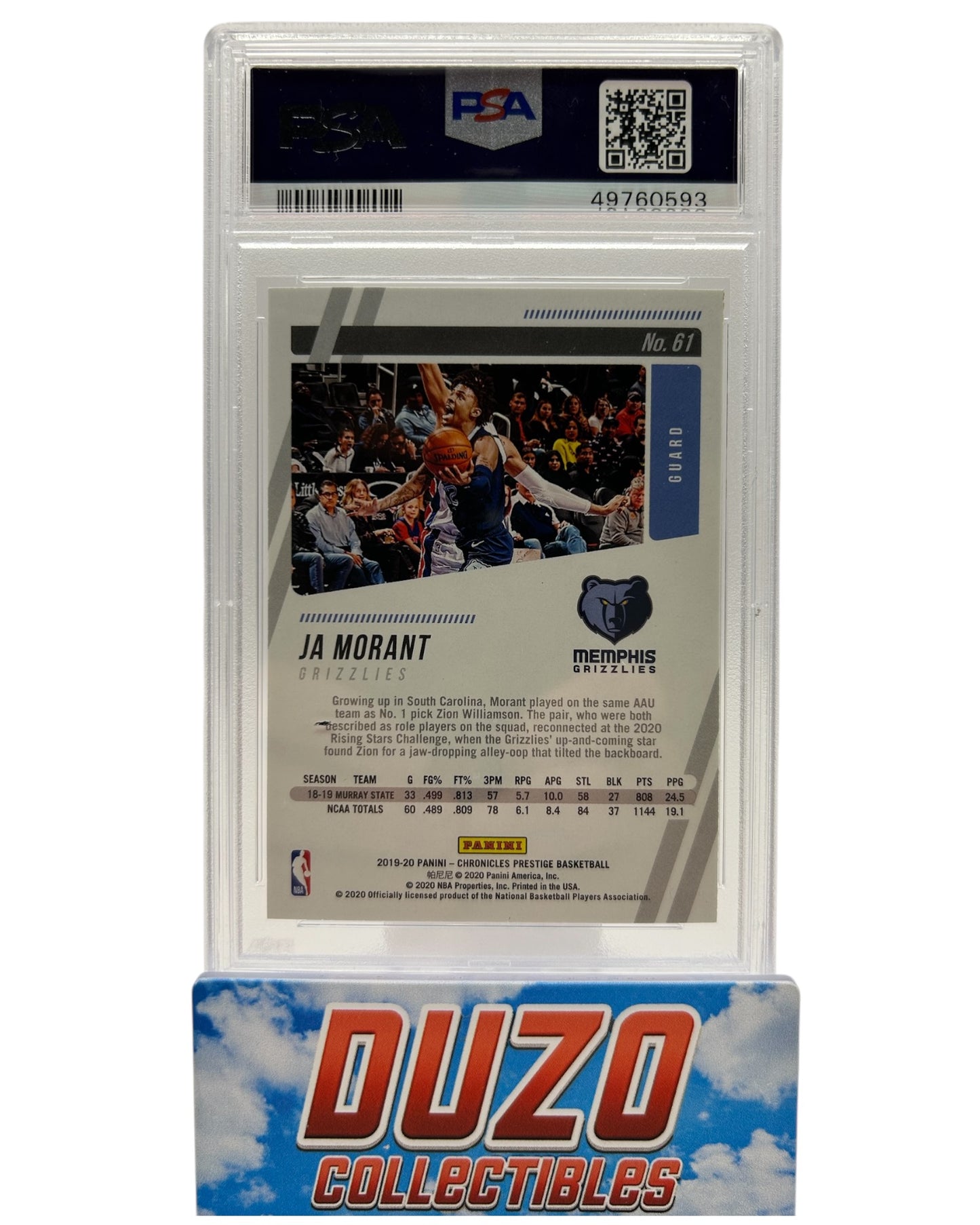 Ja Morant Rookie 2019 Panini Chronicles PSA 9 #61