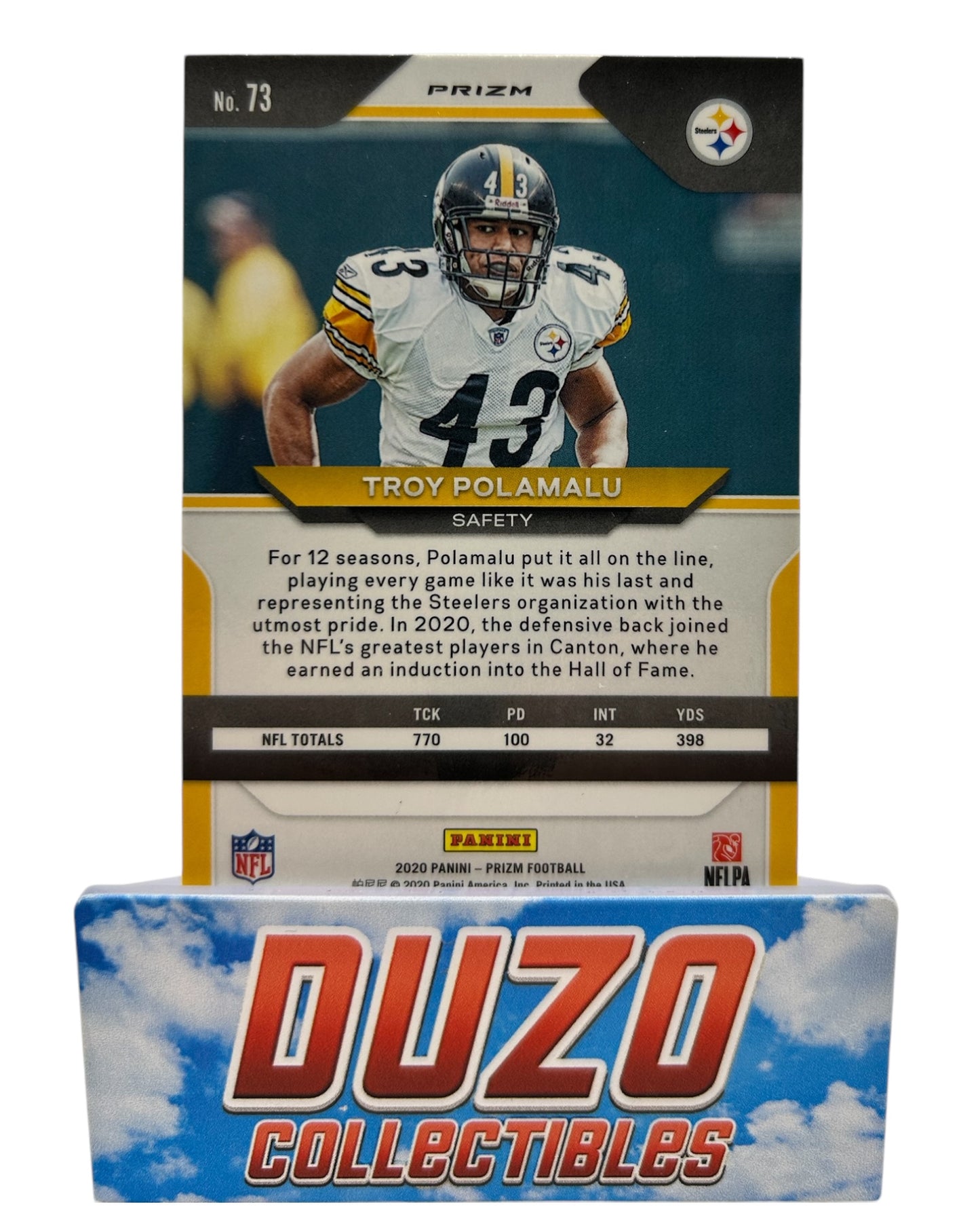 Troy Polamalu Blue&Red&White 2020 Panini Prizm No.73