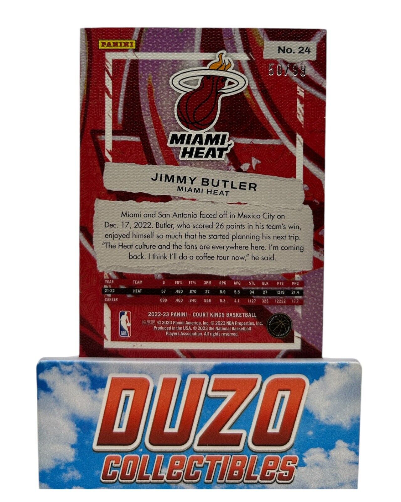 Jimmy Butler 2022-23 Panini Court Kings RED No.24 /99 Color-Match Miami Heat