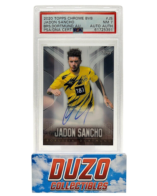 Jadon Sancho Autograph 2020 Topps Chrome BVB /44 CBDA-JS PSA7 POP1