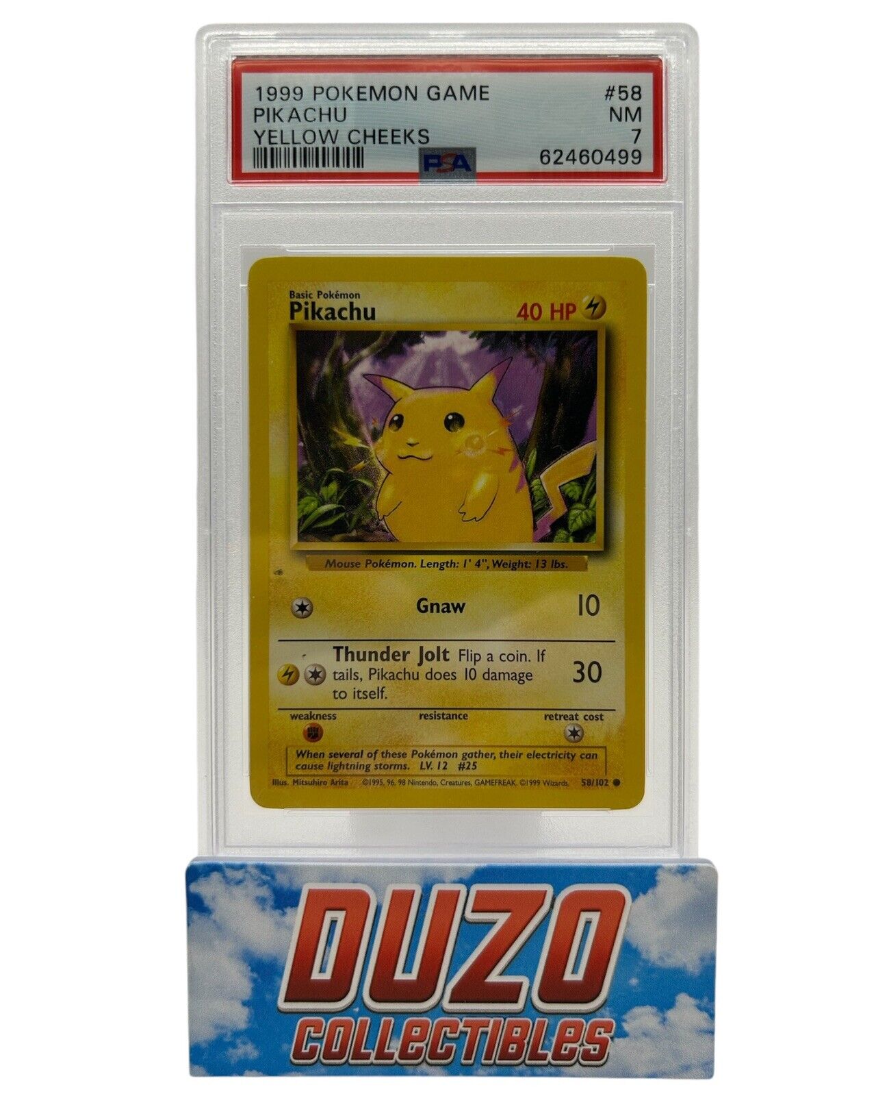 Yellow Cheeks Pikachu 1999 Pokemon Wizards Of The Coasts #58 PSA7