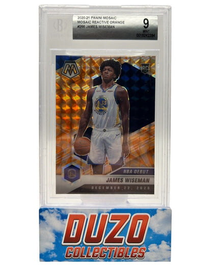 James Wiseman Rookie Reactive Orange 2020-21 Panini Mosaic #266 Beckett 9