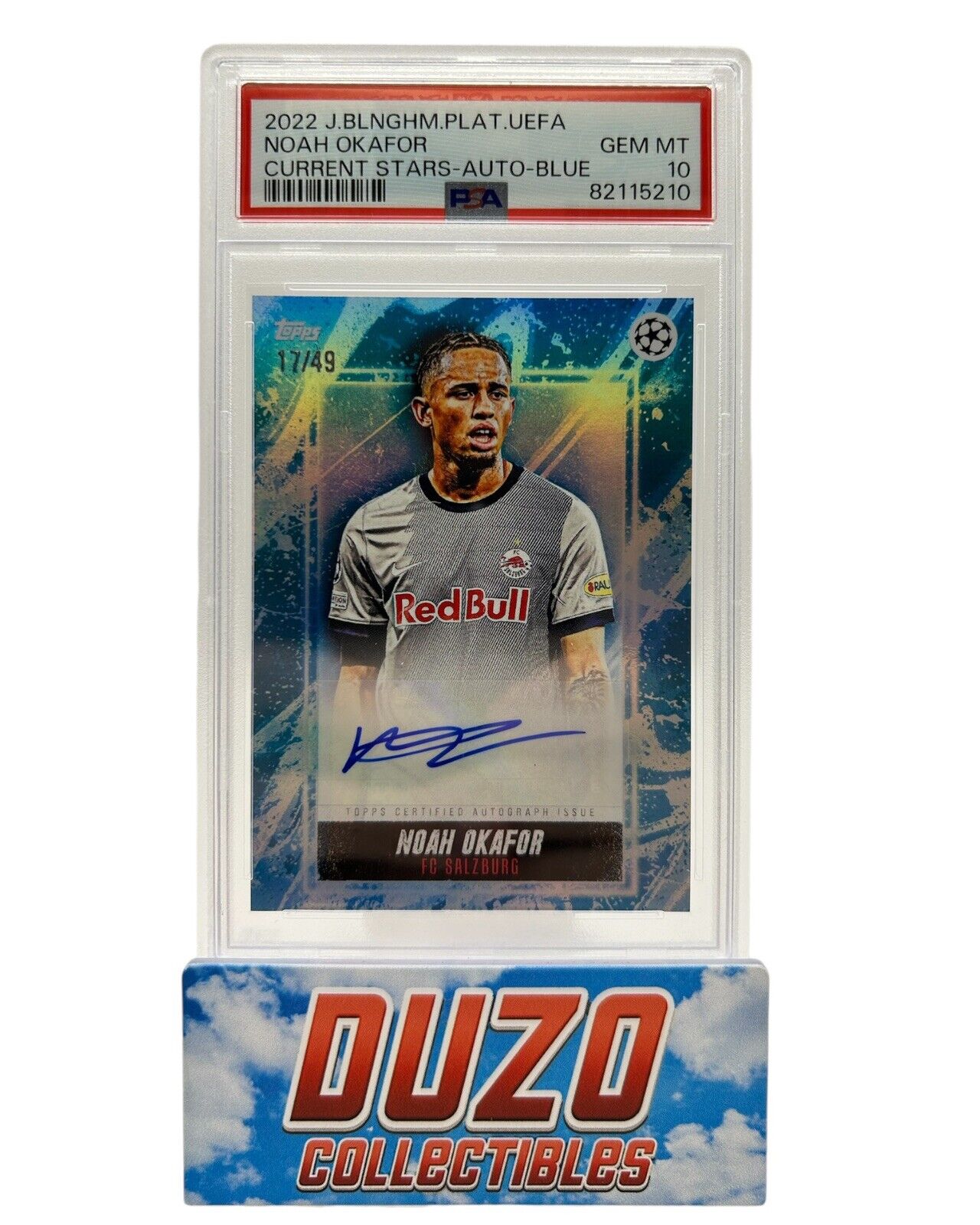 Noah Okafor 2022 TOPPS UEFA Current Stars-Auto-Blue 17/49 Jersey Nr. PSA10 Pop1