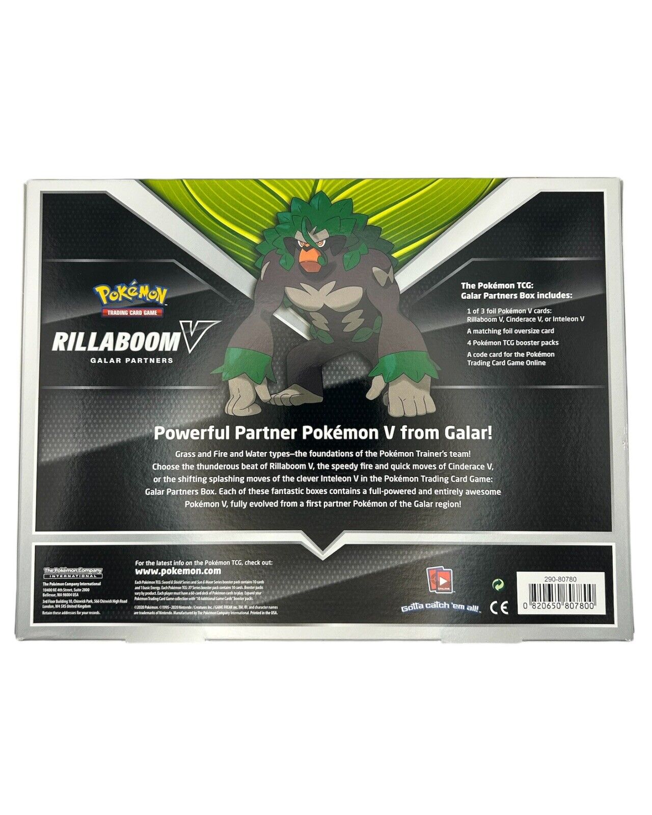 Rillaboom V Galar Partners Box Pokemon English 2020