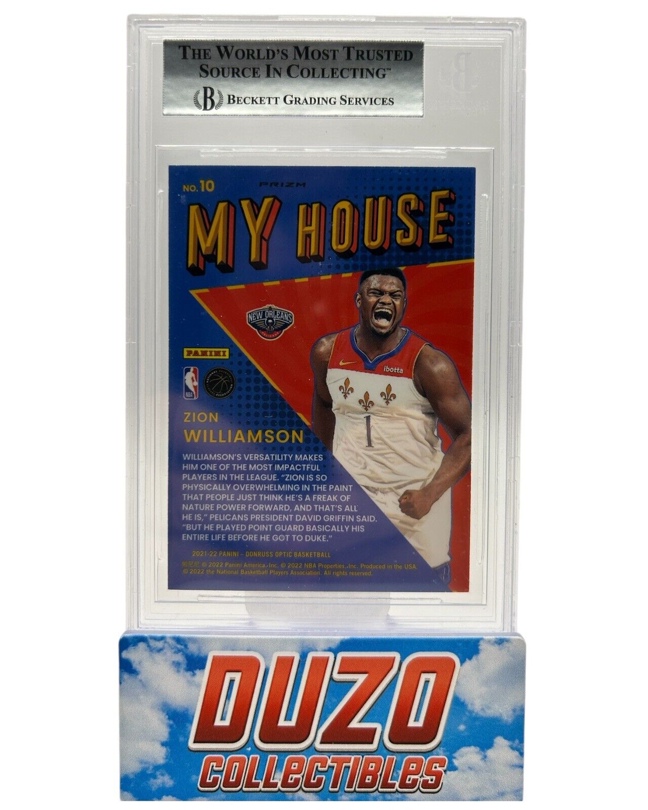 Zion Williamson 2021-22 Donruss Optic My House Purple #10 Beckett 8.5