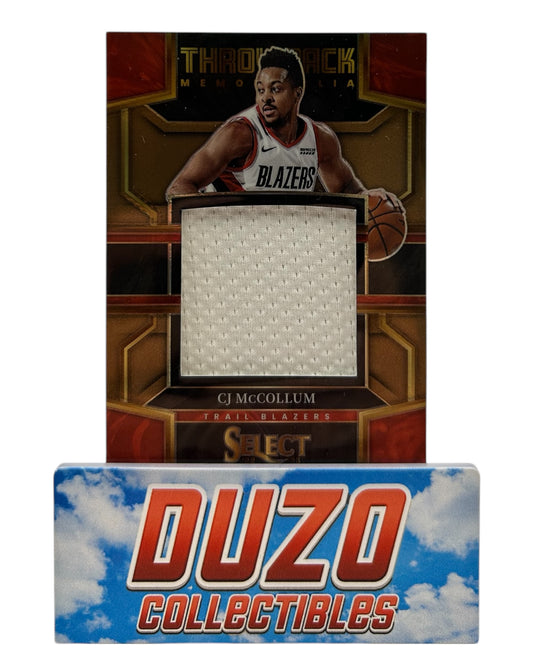 CJ McCollum Red Throwback Game-Worn Patch /49 2022-23 Panini Select No.TM-CJ