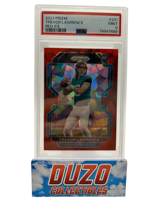 Trevor Lawrence Rookie Red Cracked Ice 2021 Panini Prizm No.331 PSA9