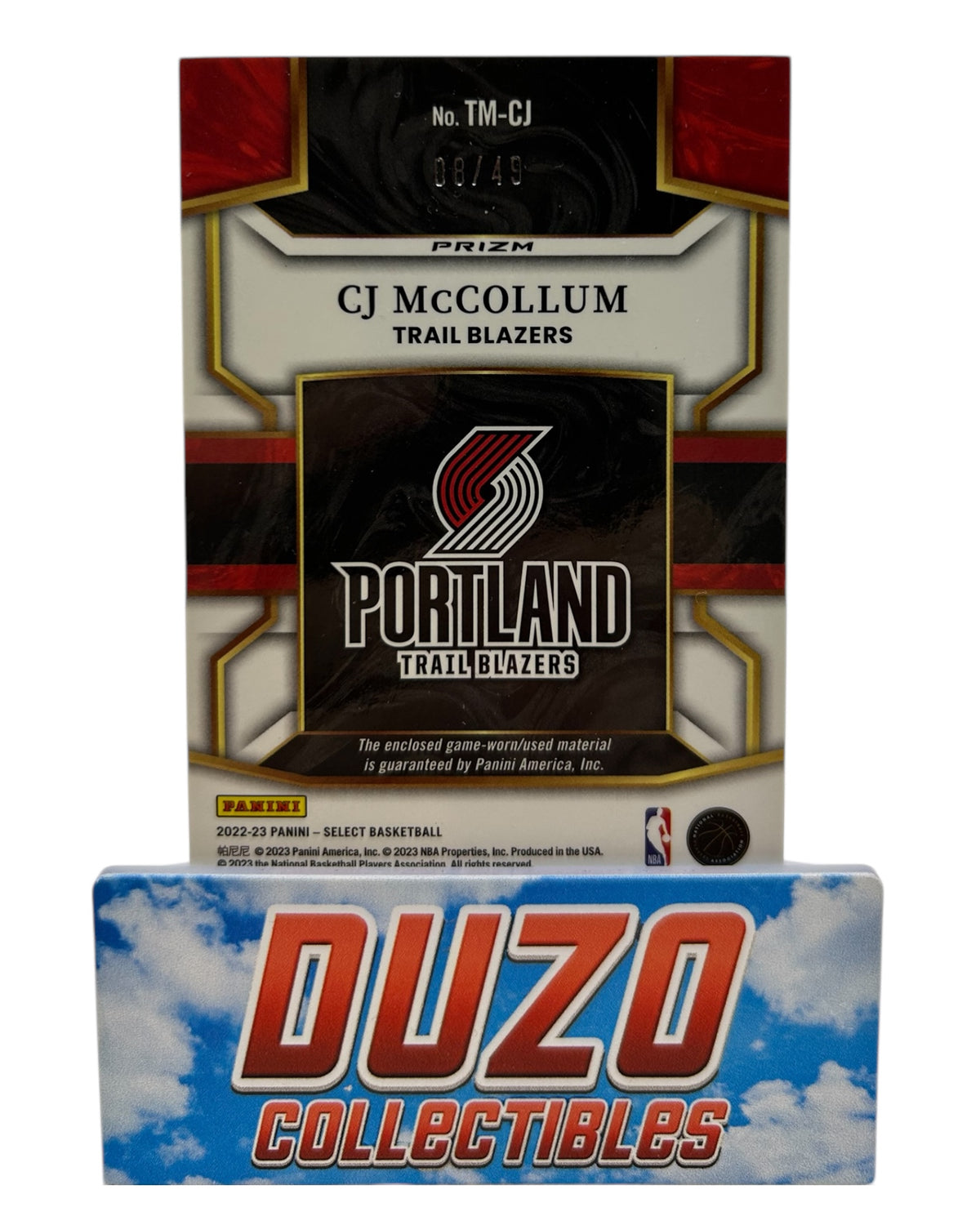 CJ McCollum Red Throwback Game-Worn Patch /49 2022-23 Panini Select No.TM-CJ